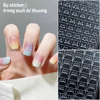 Miss Gooey Hình dán móng tay trong suốt bộ sưu tập thú cưng dễ thương hình dán móng tay mèo và chó trong suốt hai trong một