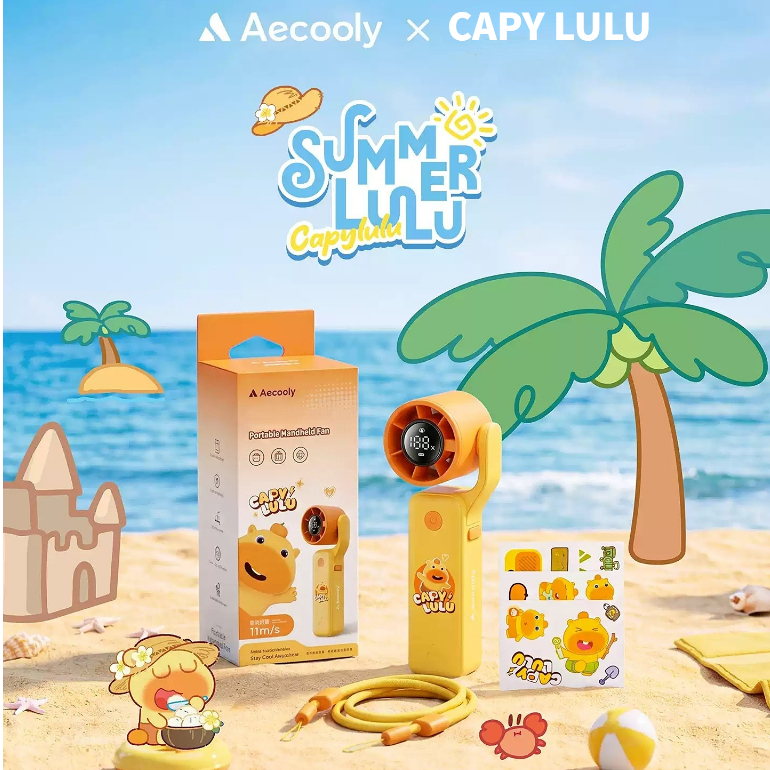 Aecooly × CAPY LULU Quạt cầm tay cầm tay Air Gimbal 3 TRONG 1 Quạt mạnh mẽ rảnh tay ổn định, Luồng không khí Turbo phản lực 15000 vòng / phút, Thời gian làm mát tối đa 15 giờ, 5 tốc độ