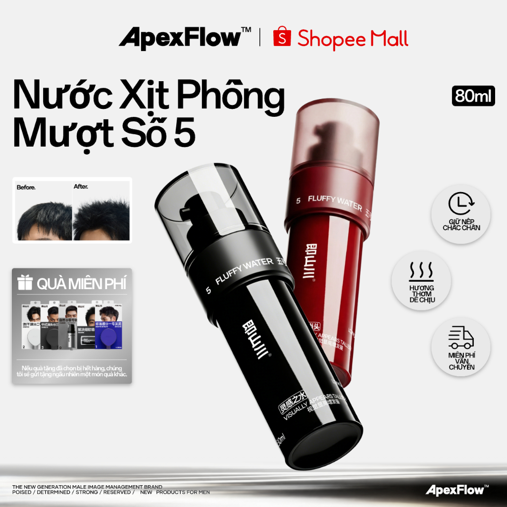 ApexFlow Nước Tạo Phồng Bồng Bềnh Mới - Không Cồn Hương Thơm Độc Quyền, Giữ Nếp Lâu Cho Mọi Loại Tóc