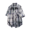 Mới Nam Đen Kiểm Tra Áo Sơ Mi Bỏ Túi Cotton Rời Xanh Tay Ngắn Sọc Áo Sơ Mi Thường Ngày