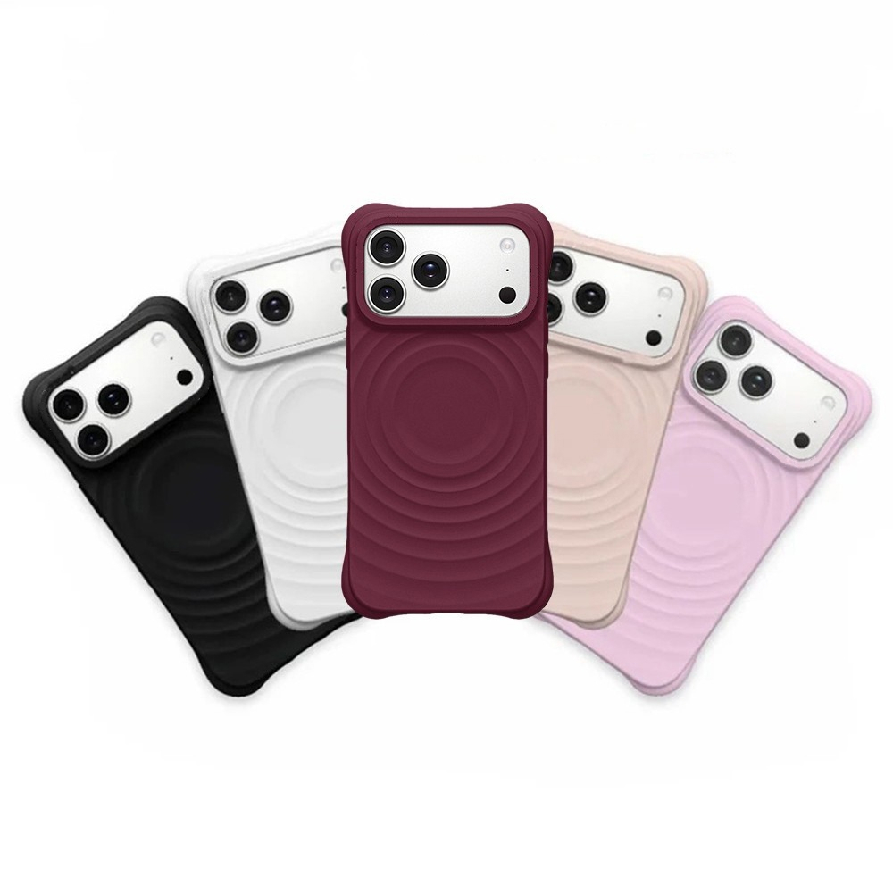 Ốp điện thoại silicon lỏng gợn sóng từ tính chất lượng cao Mulberry Velvet màu tím cho iPhone 17 Pro Max 16 15 14 13 Pro Max Vỏ bảo vệ chống sốc có thể sạc lại