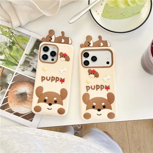 IPhone 17 Pro max Xúc xích ngủ họa tiết chó Silicone gel chất liệu điện thoại