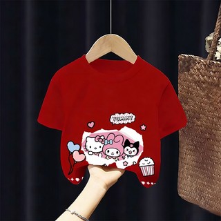 [Giao hàng trong ngày] Áo thun Cotton nguyên chất màu trắng cho trẻ em NASA Phim hoạt hình in hình hợp thời trang dễ thương cho bé trai 3-16 tuổi bé gái tay ngắn thông thường