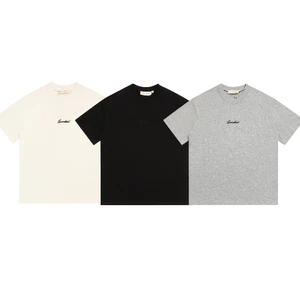 Unisex Quá Khổ Màu Trơn Tối Giản Chữ In Logo Cổ Tròn Áo Thun Tay Ngắn
