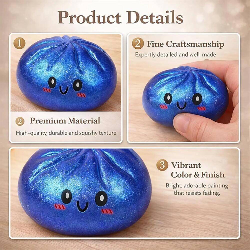 ECILY Lấp Lánh Bánh Bao Squishy Bóp Đồ Chơi Với Tre Hấp Phục Hồi Chậm Pinch Mềm Đồ Chơi Giảm Căng Thẳng TPR Mềm Bột Bóng Giải Nén Fidget Đồ Chơi Ngộ nghĩnh Quà Tặng Sáng Tạo