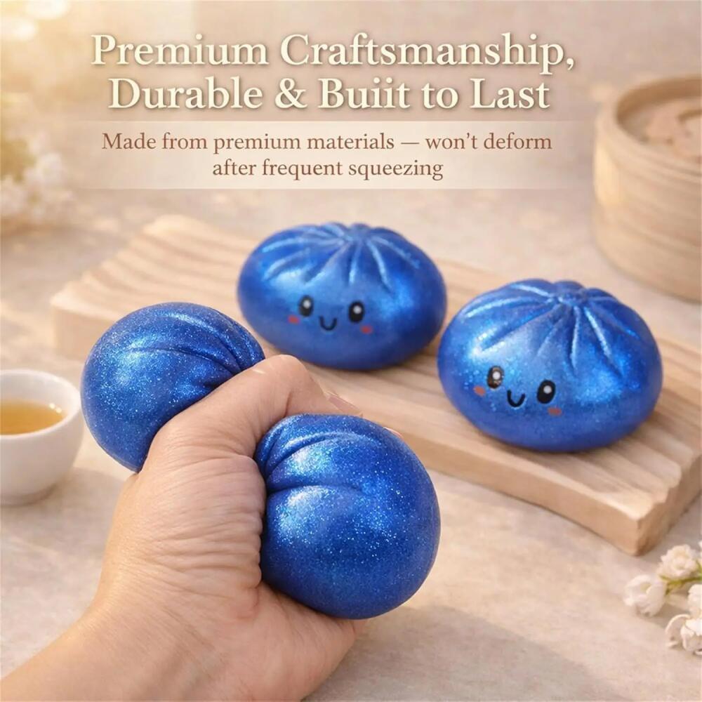 ECILY Lấp Lánh Bánh Bao Squishy Bóp Đồ Chơi Với Tre Hấp Phục Hồi Chậm Pinch Mềm Đồ Chơi Giảm Căng Thẳng TPR Mềm Bột Bóng Giải Nén Fidget Đồ Chơi Ngộ nghĩnh Quà Tặng Sáng Tạo