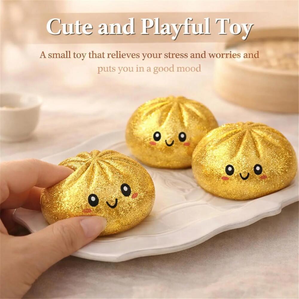 ECILY Lấp Lánh Bánh Bao Squishy Bóp Đồ Chơi Với Tre Hấp Phục Hồi Chậm Pinch Mềm Đồ Chơi Giảm Căng Thẳng TPR Mềm Bột Bóng Giải Nén Fidget Đồ Chơi Ngộ nghĩnh Quà Tặng Sáng Tạo