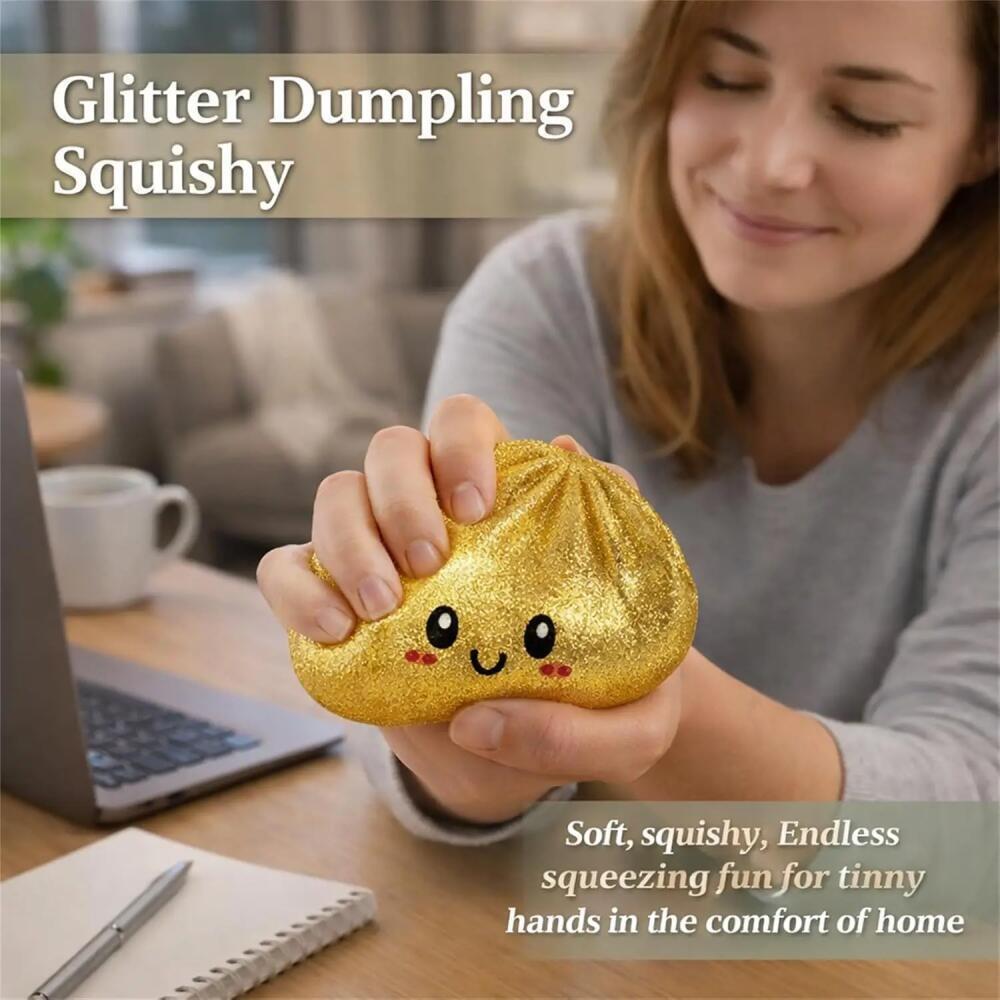 ECILY Lấp Lánh Bánh Bao Squishy Bóp Đồ Chơi Với Tre Hấp Phục Hồi Chậm Pinch Mềm Đồ Chơi Giảm Căng Thẳng TPR Mềm Bột Bóng Giải Nén Fidget Đồ Chơi Ngộ nghĩnh Quà Tặng Sáng Tạo