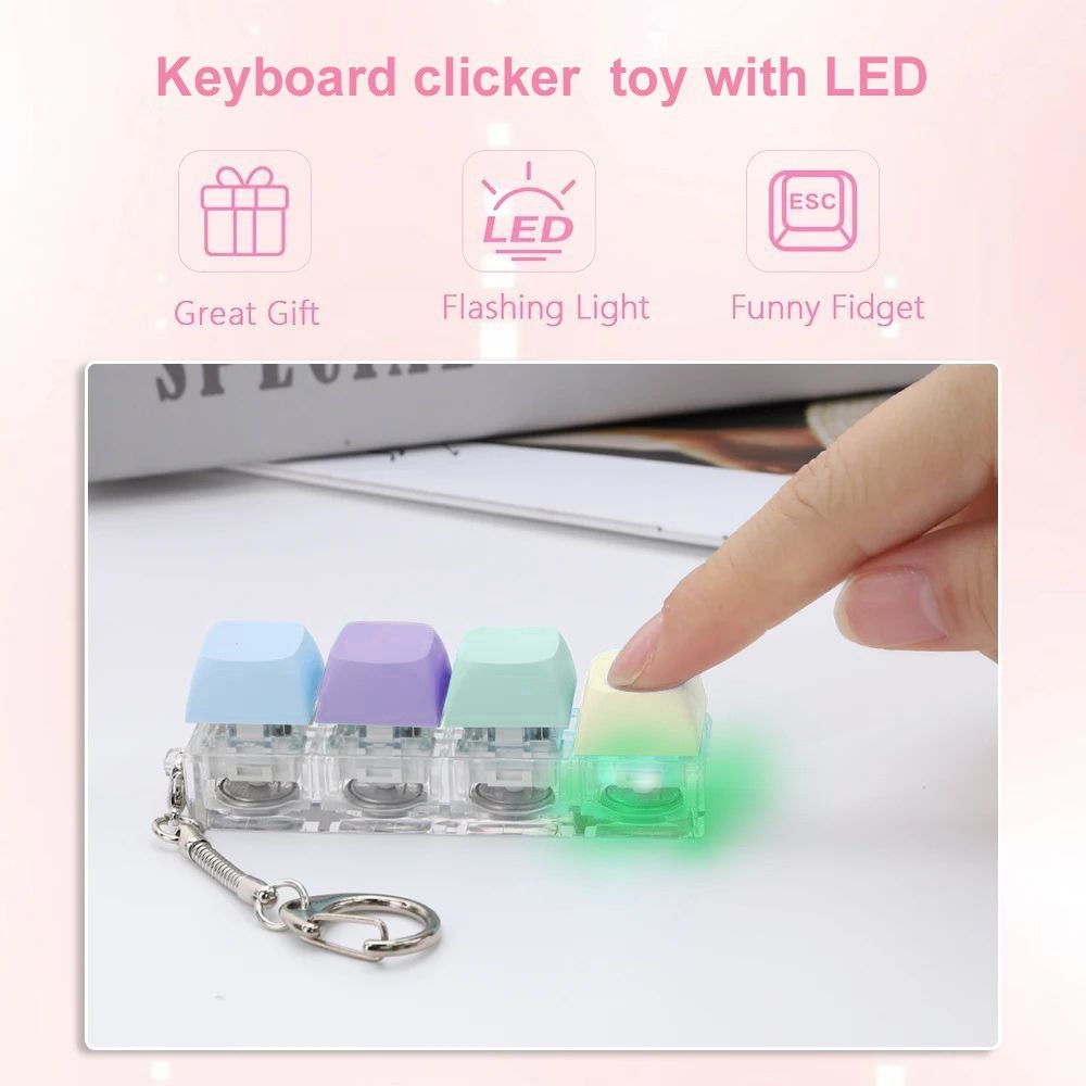 ECILY 4 / 9 Phím RGB Bàn Phím Fidget Giải Nén Đồ Chơi Nút Phím Ngón Tay Bàn Phím Móc Khóa Tiện Ích Với Đèn LED Giảm Căng Thẳng Fidget Quà Tặng