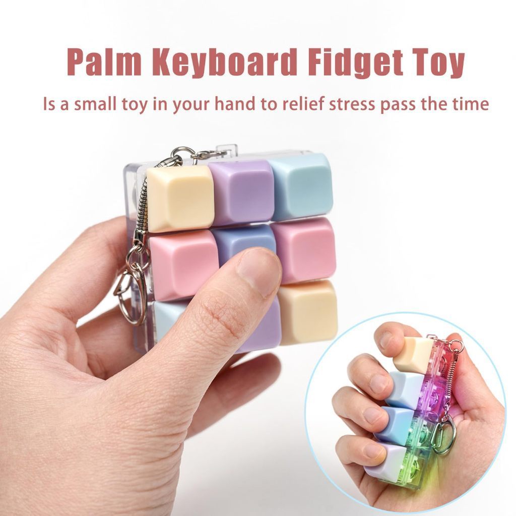 ECILY 4 / 9 Phím RGB Bàn Phím Fidget Giải Nén Đồ Chơi Nút Phím Ngón Tay Bàn Phím Móc Khóa Tiện Ích Với Đèn LED Giảm Căng Thẳng Fidget Quà Tặng