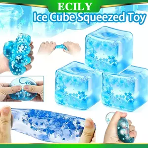 ICILY Hoạt Hình Vỏ Giảm Căng Thẳng Đồ Chơi Giảm Căng Thẳng Ice Cube Squishy Ball Fidget Đồ Chơi 3D Hoạt Hình Vỏ Đại Dương Bóp Bóng Cho Trẻ Em Người Lớn