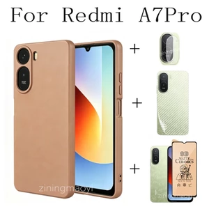 Bộ bốn mảnh Vỏ điện thoại chống rơi cho Redmi A7Pro A7 Vỏ điện thoại silicon mềm + màng bảo vệ bằng gốm + Phim ống kính + Phim mặt sau