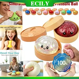 ECILY 1 / 4 Chiếc 2026 Mới Lấp Lánh Bánh Bao Squishy Đồ Chơi Giảm Căng Thẳng Mô Phỏng Bánh Bao Đồ Chơi Squeezable Với Máy Hấp Độ Đàn Hồi Chậm Fidget Squishy Đồ Chơi