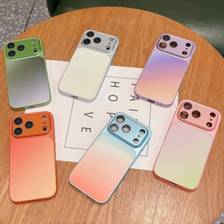 Phim Bảo Vệ Ống Kính Aurora Gradient Hồng Cam Ốp Lưng Điện Thoại iPhone 17Promax 17Pro 13 14 15 16 Pro Max Chống Sốc Acrylic Nữ Điện Thoại Di Động