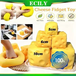 ICILY Phô Mai Squishy Đồ Chơi Chậm Phục Hồi Đẩy Giảm Căng Thẳng Đồ Chơi Cảm Giác Phô Mai Căng Thẳng Bóng Thần Tài Đồ Chơi Cho Trẻ Em