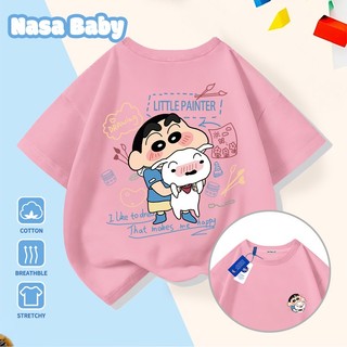 Áo thun ngắn tay NASA Shin-Chan in hình, Cotton thoáng mát, bé trai bé gái mặc được