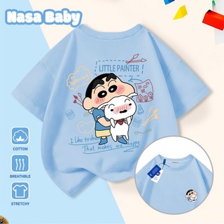 Áo thun ngắn tay NASA Shin-Chan in hình, Cotton thoáng mát, bé trai bé gái mặc được