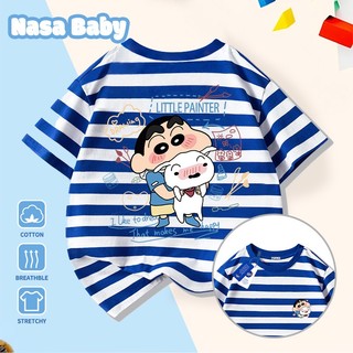 Áo thun ngắn tay NASA Shin-Chan in hình, Cotton thoáng mát, bé trai bé gái mặc được
