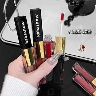 Kakashow 2 trong 1 Dual Ended Lip Gloss Matte & Mirror Finish Lâu trôi không dính Cốc trang điểm môi chống thấm nước NO.C701