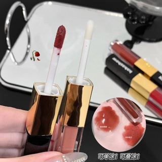 Kakashow 2 trong 1 Dual Ended Lip Gloss Matte & Mirror Finish Lâu trôi không dính Cốc trang điểm môi chống thấm nước NO.C701
