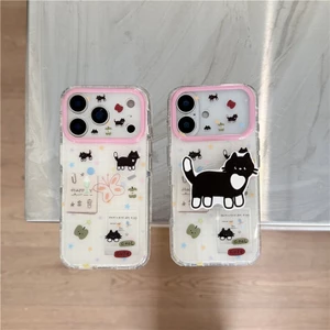 Ốp điện thoại xử lý IMD họa tiết mèo đen ca rô cho iPhone 17 Pro Max