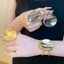 Vòng đeo tay hình tròn quá khổ bằng hợp kim bạc-Tone & Bộ nhẫn có thể điều chỉnh Trang sức tuyên bố tối giản dành cho nữ