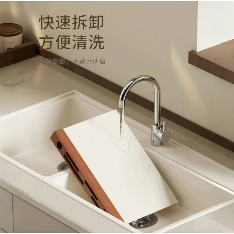 Kệ gỗ sồi dày tích hợp giá để dao, dụng cụ nhà bếp, để bàn gia đình