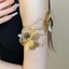 Vàng-Tone Hợp Kim Kim Kim Loại Hoa & Chuồn Chuồn Tay / Cánh Tay Trên Mở Có Thể Điều Chỉnh Tuyên Bố Trang Sức Cho Nữ