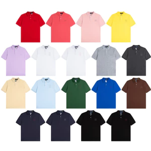 Unisex 18 Màu Cổ Điển Cơ Bản Thêu Logo Áo Sơ Mi Polo Tay Ngắn