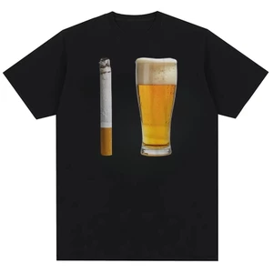 Memes Thuốc lá và cồn Họa tiết vui nhộn In hình Áo thun Cotton nguyên chất dành cho nam và nữ