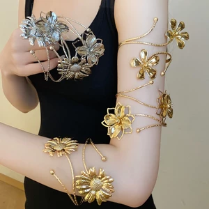 Vàng & Bạc Tông Hợp Kim Đa Phong Cách Kim Loại Cánh Tay Hoa Vòng Tay / Cánh Tay Trên Mở Có Thể Điều Chỉnh Tuyên Bố Trang Sức Cho Nữ