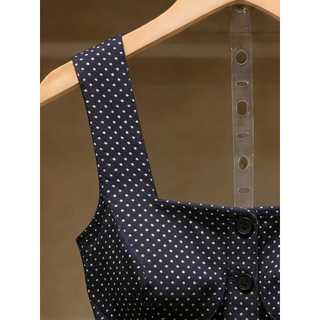 Mỹ Retro Chấm Bi Cổ Chữ V Không Tay Áo Vest Nữ Mùa Hè 2026 Phong Cách Mới Ôm Vừa Vặn Mỏng Hơn Nhìn Thiết Kế Hàng Đầu