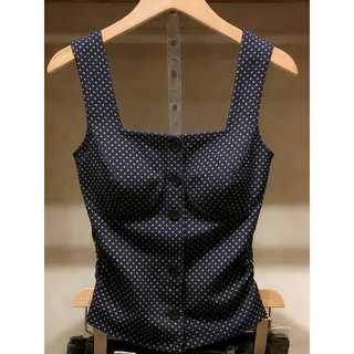 Mỹ Retro Chấm Bi Cổ Chữ V Không Tay Áo Vest Nữ Mùa Hè 2026 Phong Cách Mới Ôm Vừa Vặn Mỏng Hơn Nhìn Thiết Kế Hàng Đầu