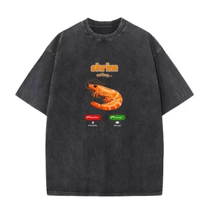 Shrim Gọi Ngộ nghĩnh Meme Shrim Đang Gọi Áo Thun Mùa Hè Lỗi Chính Xác Cho Nam Nữ 100% Cotton Áo Rửa Vintage Áo Tay Ngắn