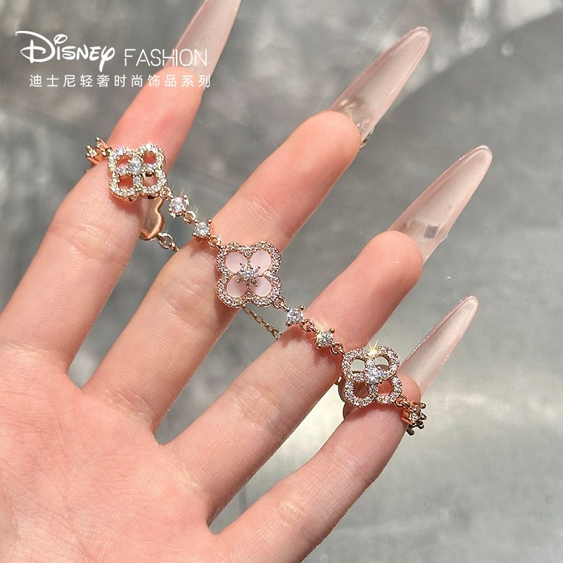Disney Lucky Bốn Lá Vòng Tay Cỏ Ba Lá Bé Gái Nhẹ Sang Trọng Niche Nữ Hồng Quà Tặng Sinh Nhật 520 Bạn Gái Miễn Phí Đồng thau