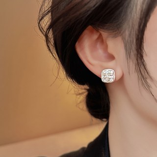 Bạc Full Kim Cương Khối Đường Bông Tai Nữ Thời Trang Bông Tai Nhẹ Sang Trọng Cao Cấp Tính Khí Khí Bông Tai Khí Quyển 2026 Phong Cách Mới