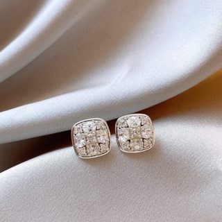 Bạc Full Kim Cương Khối Đường Bông Tai Nữ Thời Trang Bông Tai Nhẹ Sang Trọng Cao Cấp Tính Khí Khí Bông Tai Khí Quyển 2026 Phong Cách Mới