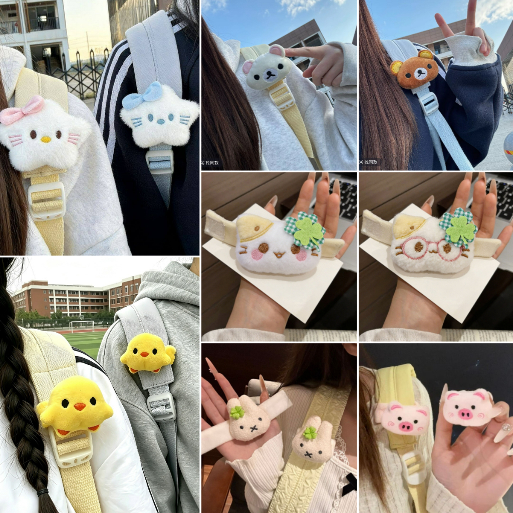 Ba lô Velcro Mặt dây chuyền siêu dễ thương Cỏ ba lá thỏ mèo lợn gấu Mặt dây chuyền sang trọng