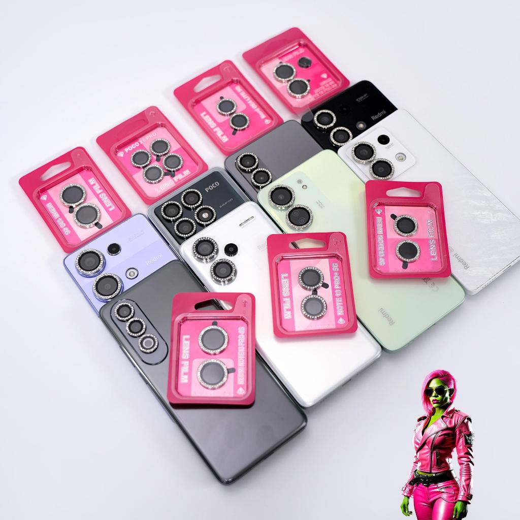 Dán Ống Kính Đính Đá Cho Redmi Note 13 4G/5G, Note13 Pro 4G/5G, Note13 Pro+, Note14 5G, Note14 Pro 4G/5G, Note14 Pro+, Note15 5G, Note15 Pro, Note15 Pro+ Kính Cường Lực Chống Trầy Xước Bảo Vệ Camera