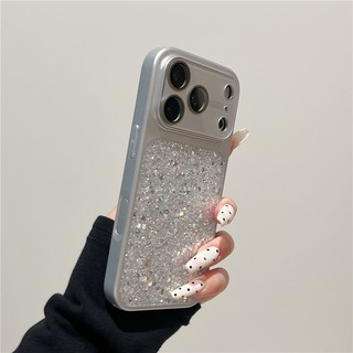 Iphone 17 Pro max Họa tiết sequin bạc Chất liệu Acrylic Vỏ điện thoại