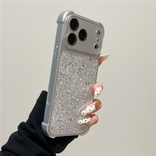 Iphone 17 Pro max Họa tiết sequin bạc Chất liệu Acrylic Vỏ điện thoại