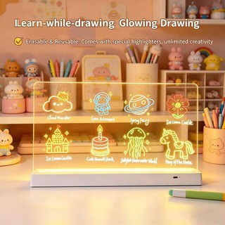 Bảng vẽ phát sáng trẻ em DIY graffiti có thể được xóa nhiều lần bảng vẽ giáo dục quà tặng giáo dục sớm.
