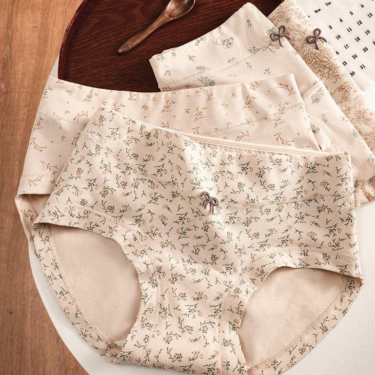 Phong Cách Mới Liền Mạch Cotton Nguyên Chất Thoáng Khí Thoải Mái Mở Rộng Giữa Eo Quần Lót Nữ
