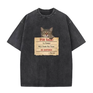 Sẽ Thương Mại Con Người Cho Cá Ngừ Mèo Vui Meme Áo nam Nữ Vintage Áo Mùa Hè Rửa Vintage Ngắn Tay Cotton Thời Trang Áo Thun