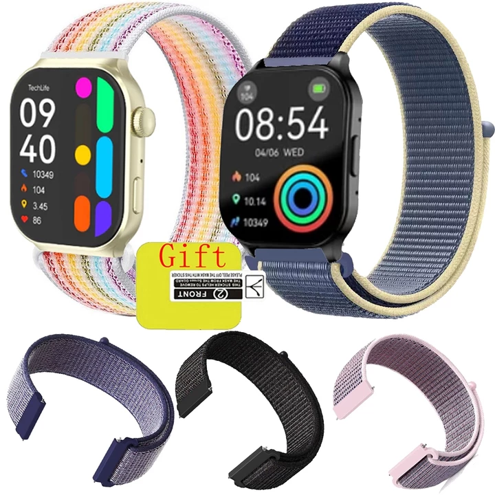 Đồng hồ thông minh TechLife L2 Dây đeo đồng hồ thông minh Đồng hồ thông minh Dây Nylon Dây đeo cổ tay TechLife Đồng hồ thông minh L1 Đồng hồ thông minh Bảo vệ màn hình Phim Vòng đeo tay thể thao Phụ k