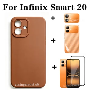 4IN1 thích hợp cho vỏ điện thoại mềm silicon Infinix Smart 20 10 9 8, phim cường lực, phim mặt sau, bộ phim ống kính, bảo hiểm toàn màn hình cạnh đen trong suốt độ phân giải cao