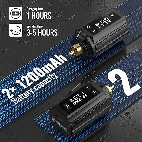 Bộ máy xăm không dây Wormhole 2 CÁI Bộ bút xăm pin 1200mAh với 20 hộp mực Kim màu tím