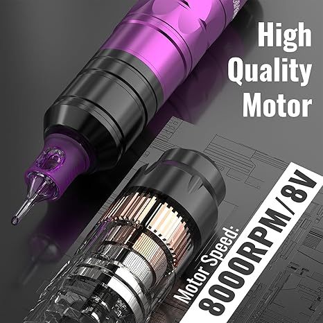 Bộ máy xăm không dây Wormhole 2 CÁI Bộ bút xăm pin 1200mAh với 20 hộp mực Kim màu tím