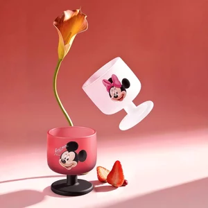 Ly cốc chân cao thủy tinh Mickey Disney dễ thương bộ ly cặp đôi bề mặt mờ nhạt phong cách sang trọng cao cấp làm quà tặng