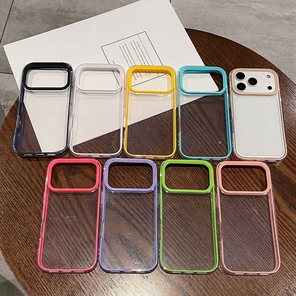 Ốp điện thoại trong suốt viền màu 2 ni 1 cho iPhone 17 Pro Max 17 Air 16 Plus 15 14 13 12 11 Vỏ bảo vệ chống sốc